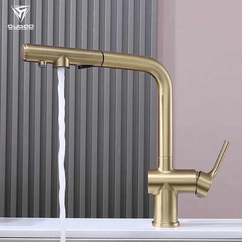 Modern Waterfall Mixer Faucet Pull out Deck Installation Filter Kitchen Faucet Chrome Finish Single Handle Bar Sink