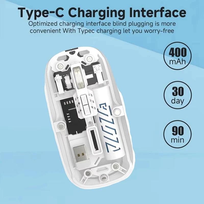 ABHU Прозрачная беспроводная мышь, двойной режим, 2,4G, Bluetooth, перезаряжаемая мышь, бесшумная беспроводная компьютерная мышь для ПК, ноутбука