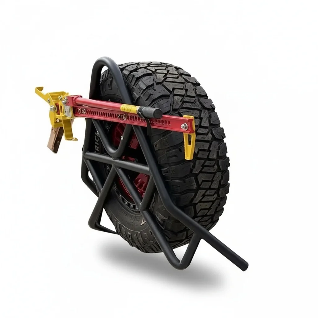 Universal Spare Tire Carrier, Stainless Steel Rear Hitch Step Bar for Dodge Ram For Jeep Wrangler JL Off Road Winch Carrier