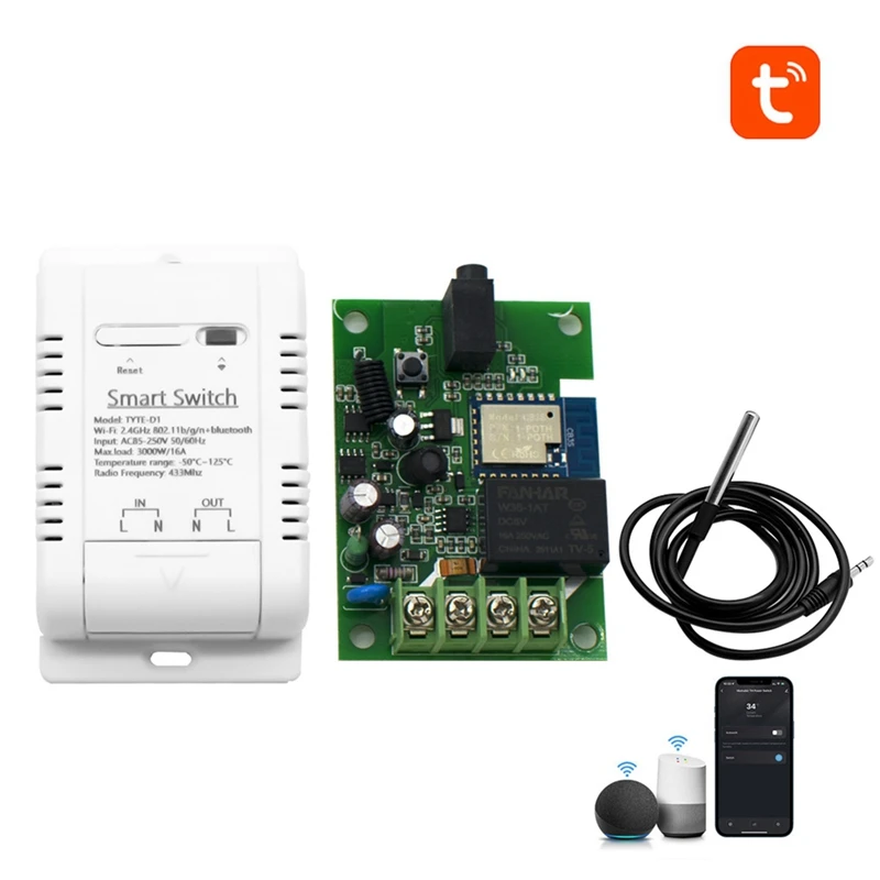 1 PCS Tuya Smart Temperature Switch 3000W Plastic For Alexa With Energy Consumption Monitoring RF433 Intelligent Thermostat