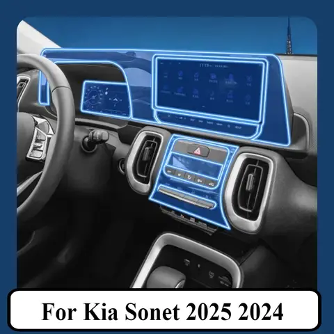 For Kia Sonet 2025 2024 Accessories interior film transparent TPU Gear Panel Navigation Center Console PPF Protection Sticker