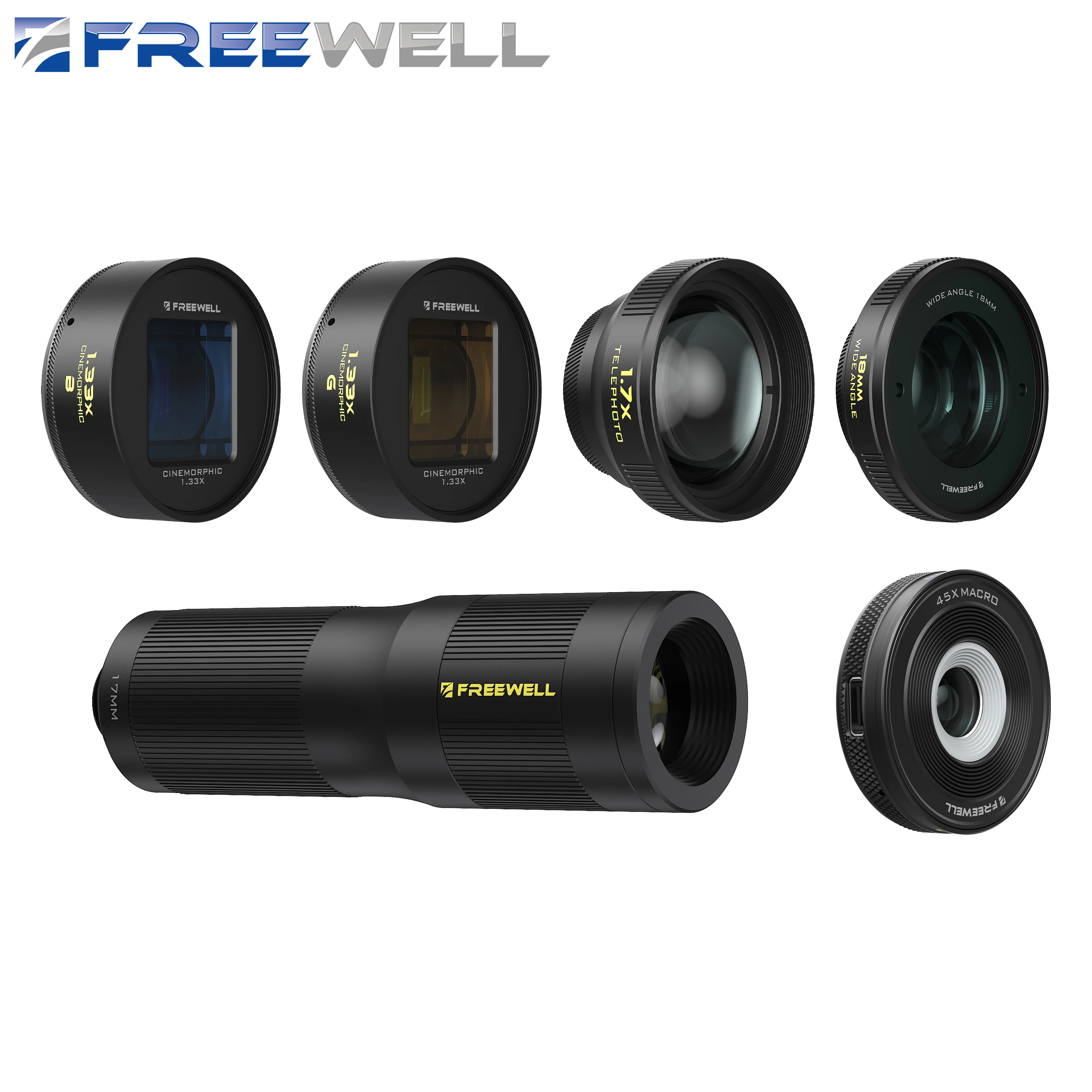 Freewell Pro Filmmaker Lens Kit 6-Pack Compatible 17MM Thread Mount Phone Case ＆ Cage Smartphone Photography Lens Accessories