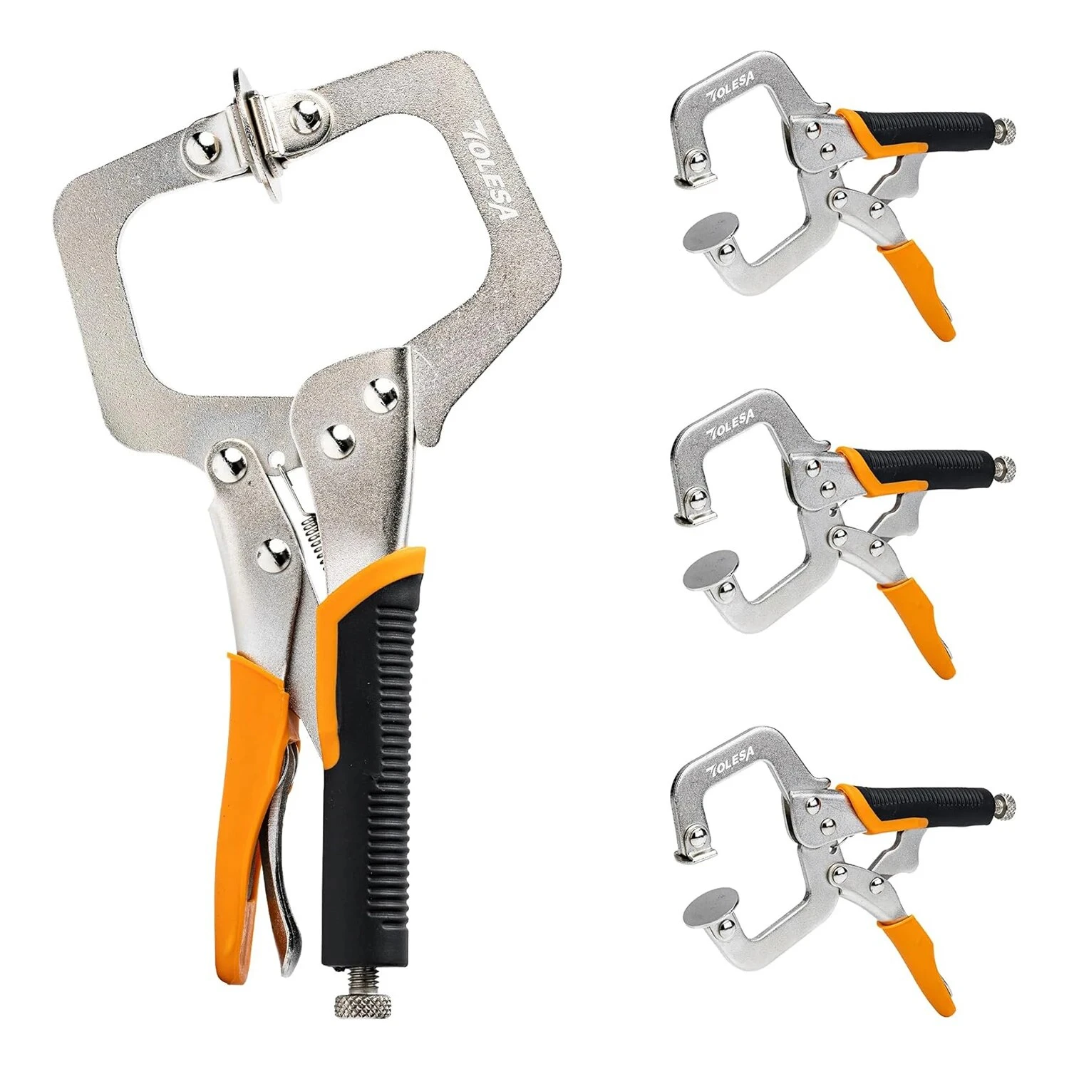 

6" Metal Face Clamps Woodworking 3PCS Pocket Hole Jig Clamp Heavy Duty C Clamp Welding Clamps with Swivel Pad