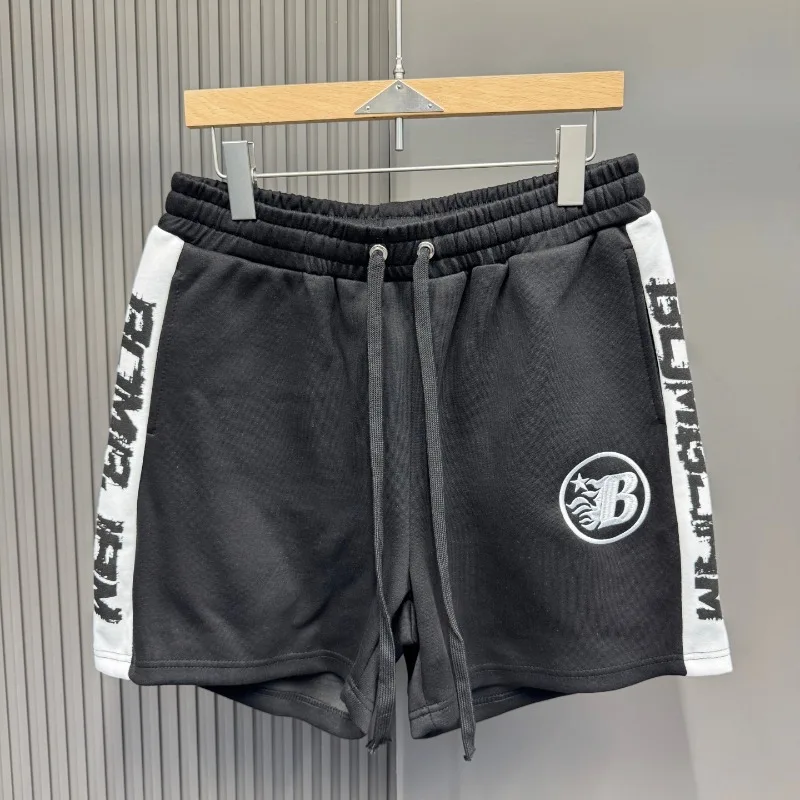 

Шорты унисекс с вышивкой букв и огненных дисков, черно-серые, свободные, на шнурке, пляжные джоггеры/бриджи