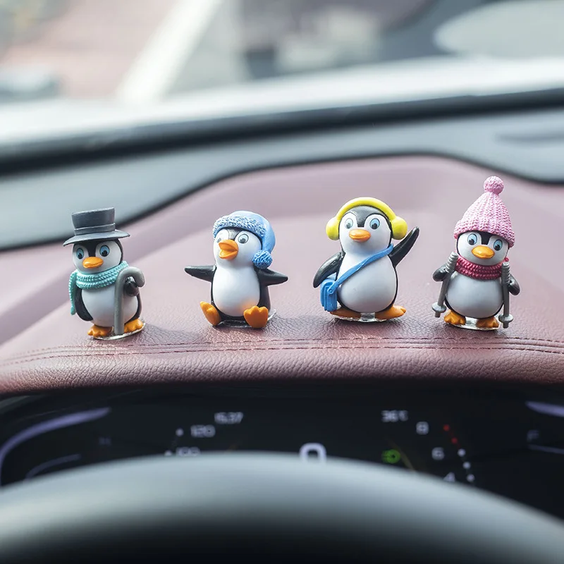 Anime Car Decoration Cartoon Cute Little PenguinAction Figure Model Balloon Ornaments Auto Interior Product Accessories Voiture