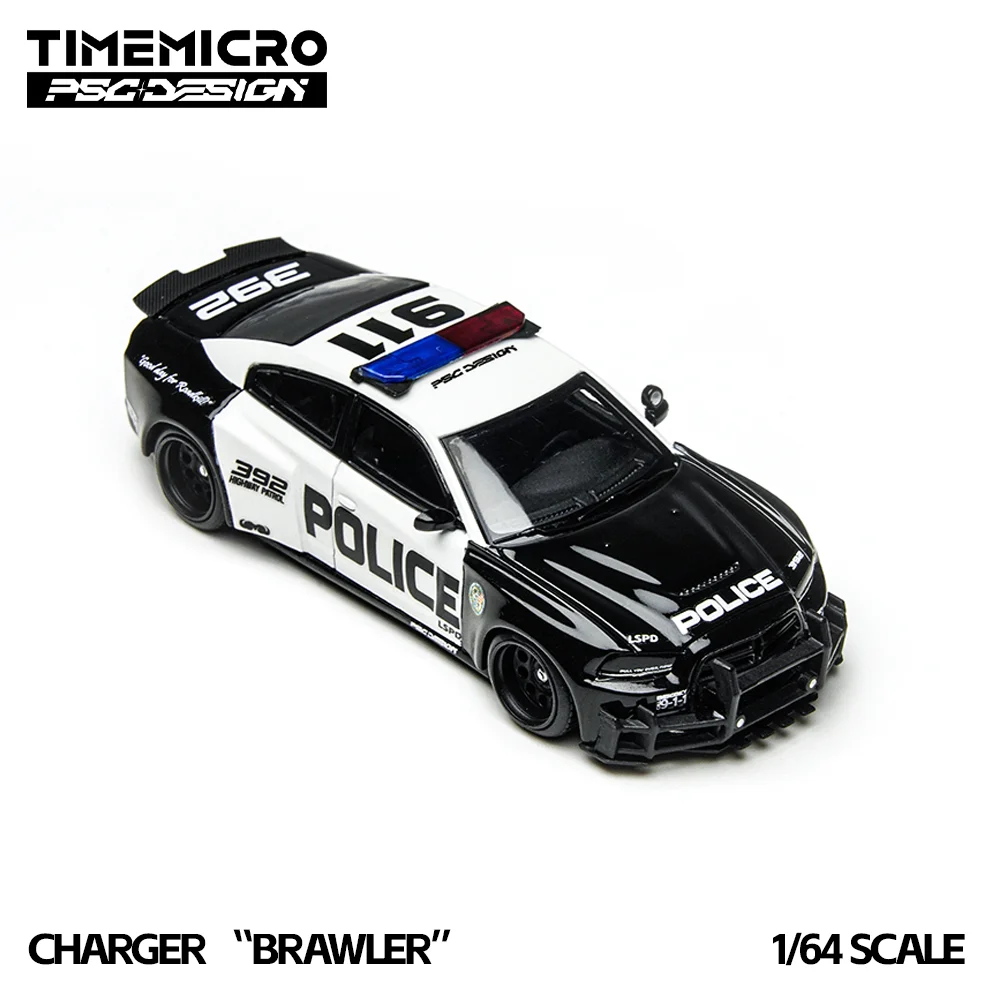 *الطلب المسبق*TimeMicro × PSC DESIGN 1:64 لوحة سيارة شرطي سوداء محاكاة نموذج سيارة مصنوع من خليط معدني للهوايات والمقتنيات والعرض