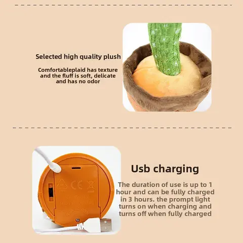 इंटरैक्टिव डांसिंग कैक्टस मज़ेदार रिचार्जेबल इलेक्ट्रिक कैक्टस गाएँ और दोहराएँ, बात करना सीखें, डांसिंग कैक्टस उपहार 10 best sales कैक्टस नाचने वाला खिलौना - №7