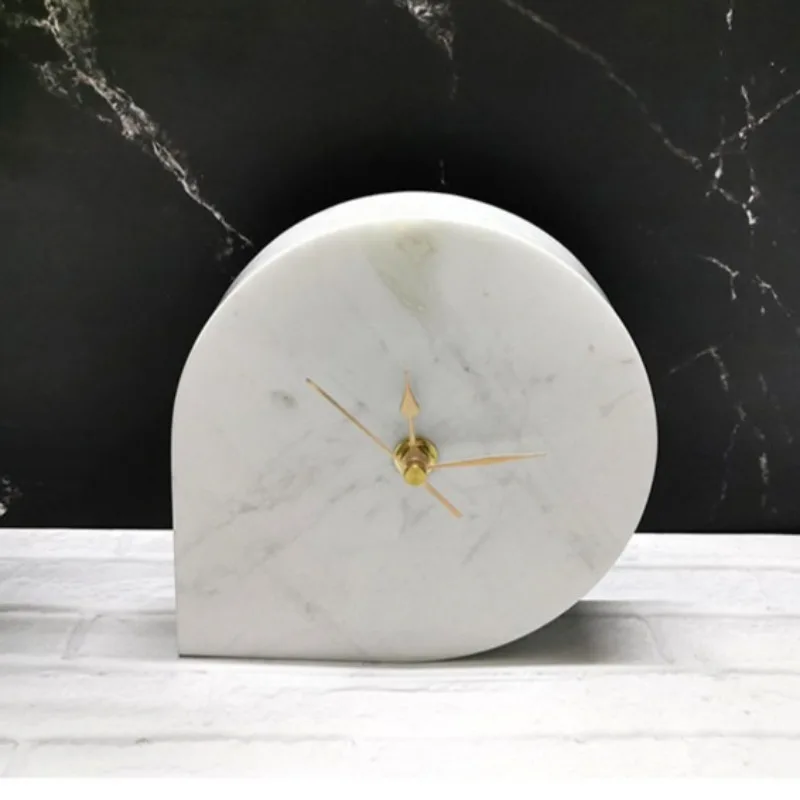 Creative Table Clock Modern Miniature Desk Clock Light Luxury Marble Clocks Ornaments Living Room Art Decoration Accessories