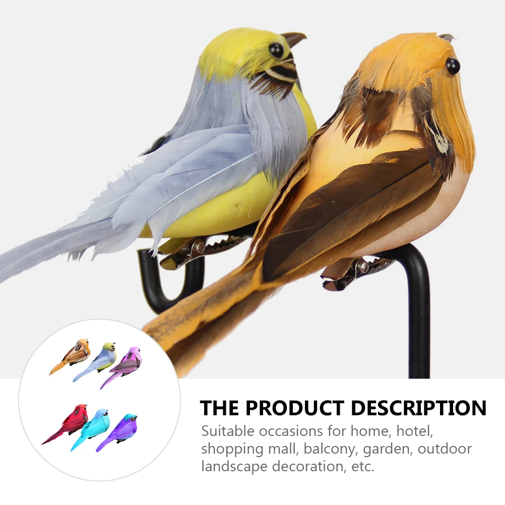 

6pcs Realistic Artificial Birds Ornament Decor For Garden Balcony Home Wedding Tree Desktop Decoration Bird