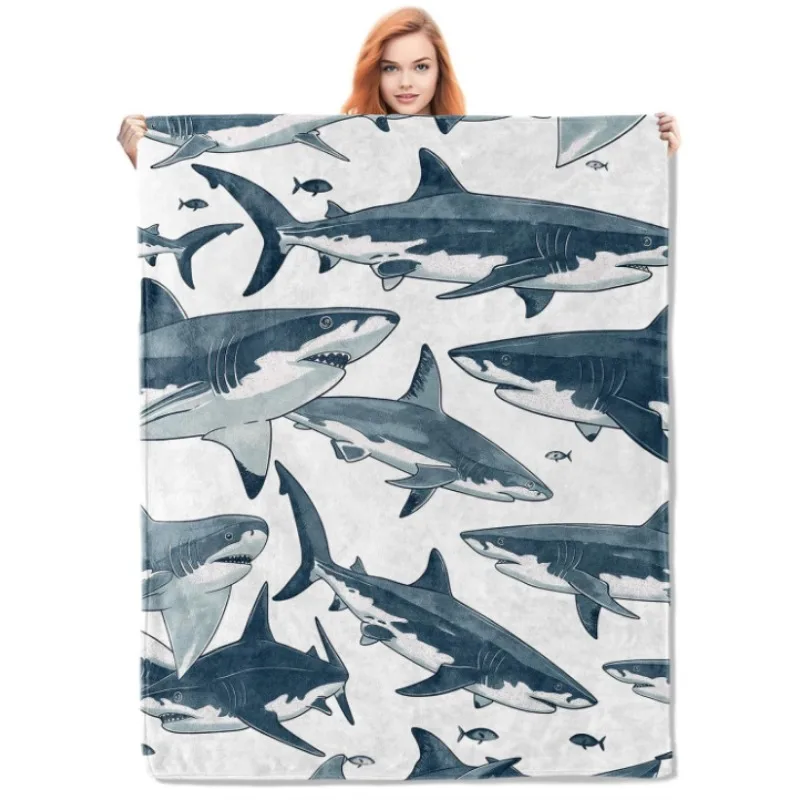 

Одеяло с изображением акулы, одеяло на тему морских животных, подходит для спальни, дивана, украшения дома, подарок, подходит для женщин и девочек