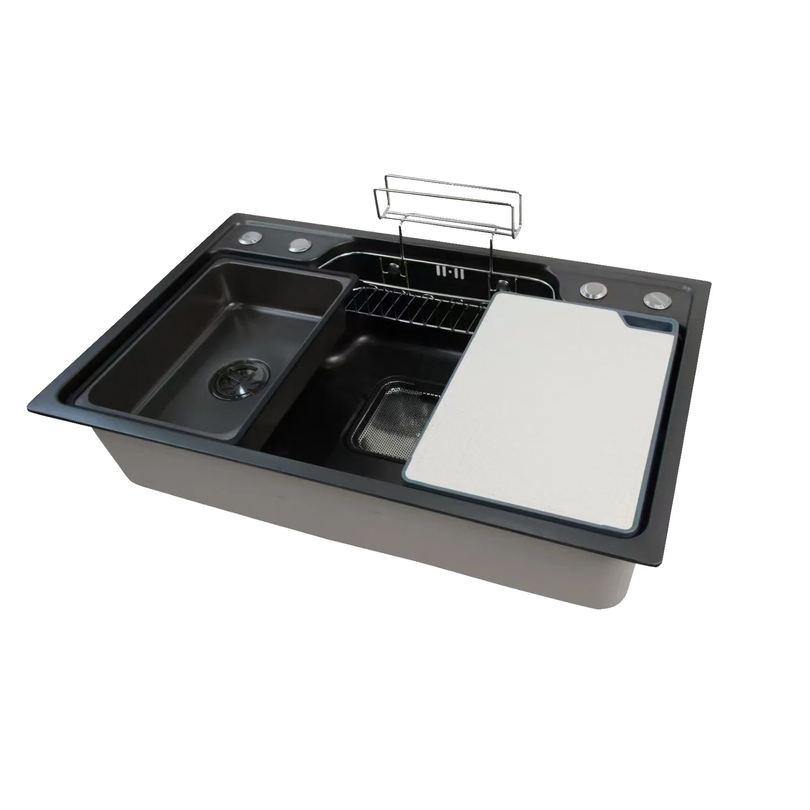 

Household honeycomb embossed black sink stainless steel large single sink kitchen vegetable basin countertop basin