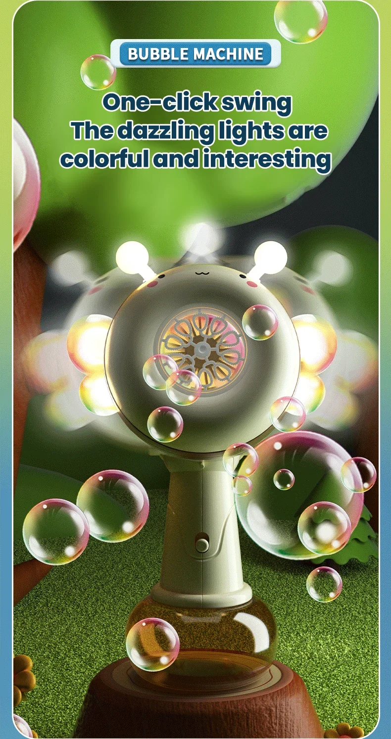 น่ารัก Bee Bubbles Machine สนุกปลอดภัยการ์ตูน Hangheld แบบพกพา Smooth 1 คลิกเริ่มต้น Mini Electric Bubbles ของเล่น
