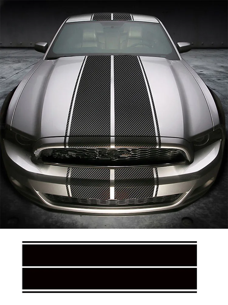 Autocollants en vinyle pour capot de voiture, queue de toit, course entière, style Sport, ligne à rayures, pour Ford Mustang Ecobosst Shelby GT, accessoires de réglage