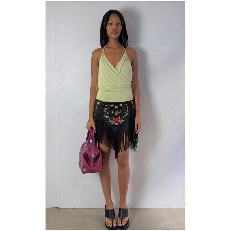 Women's Peach Fringe Bodycon Skirts Women Sexy V-shape Gold Fringe Slim Fit Midi Skirt 2026 Summer Beach Vacation Outfit New 40 S4bc2ade6db824a219b48de947d68b78a5
