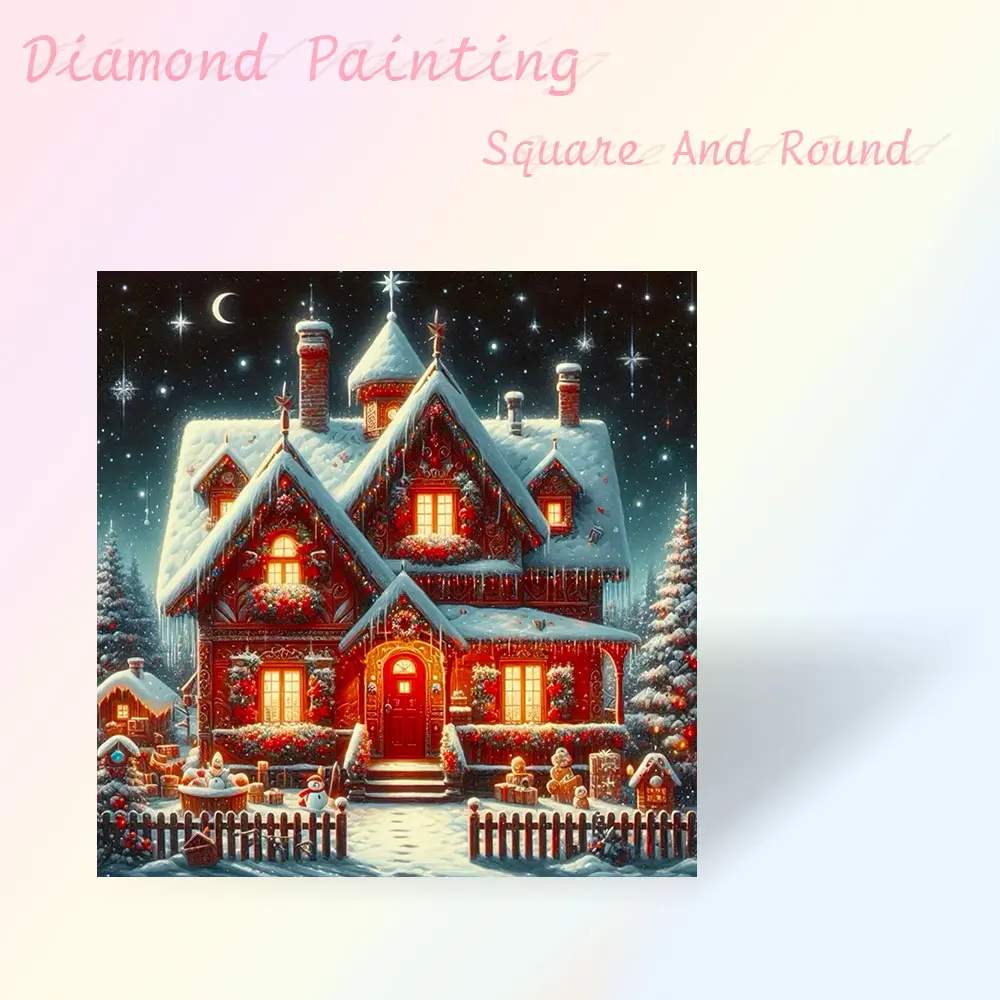 Haus Diamant Malerei Voll Platz Runde Diamant Mosaik Weihnachten Bild Von Strass Dekoration Für Zuhause