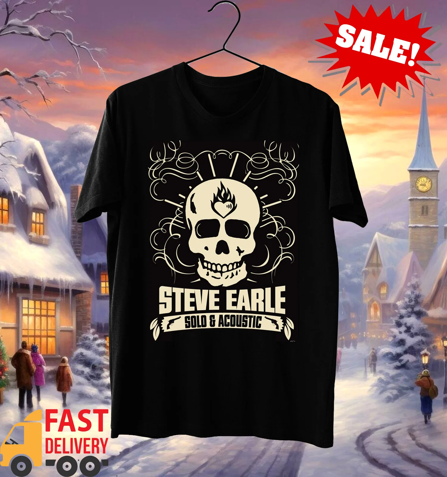 Steve Earle Solo and Acoustic Shirt Classic Black Unisex Size S-5XL CC4502