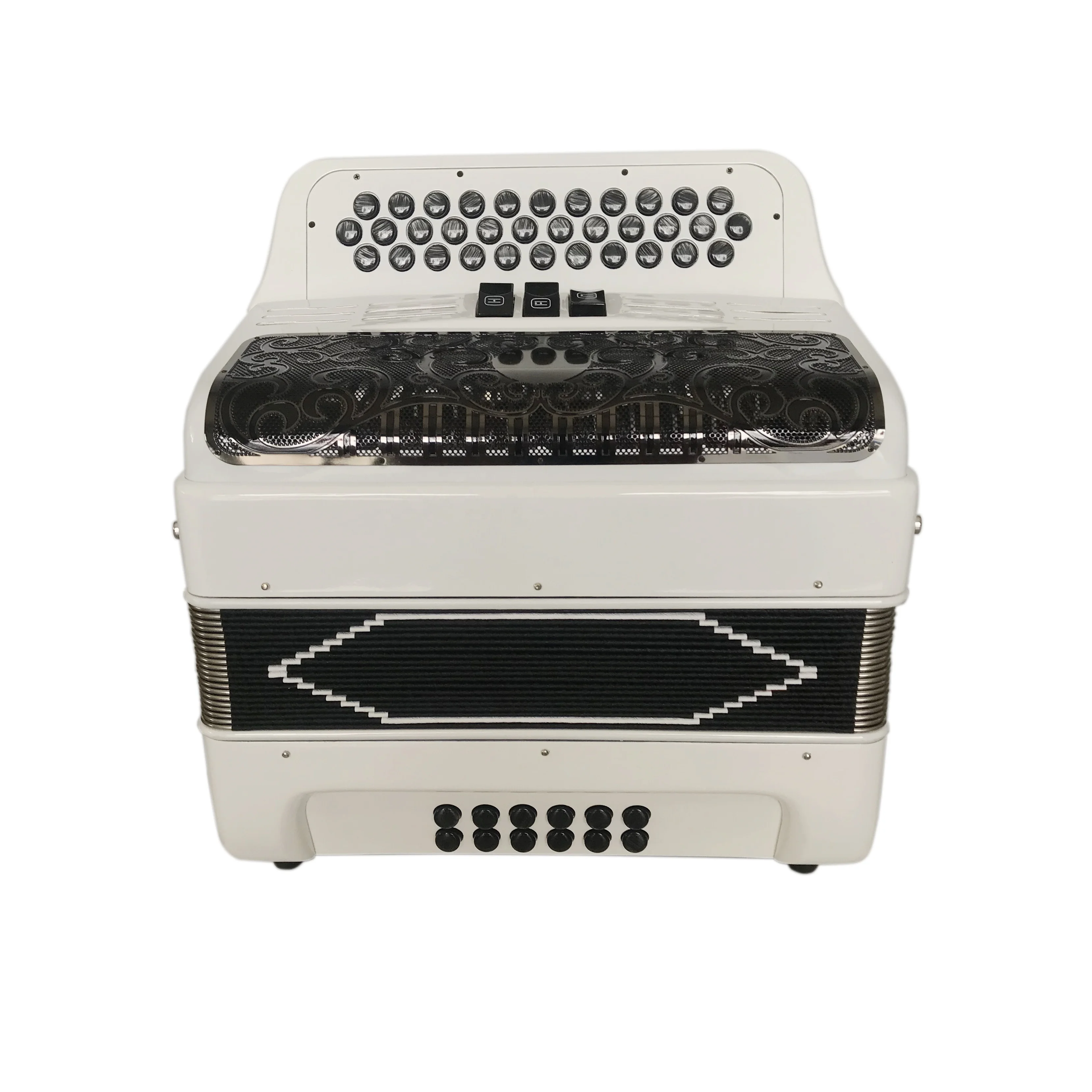 34 Buttons 12 Bass 3 Registers White Student Accordion accordions Musical Black Grill JB3412C