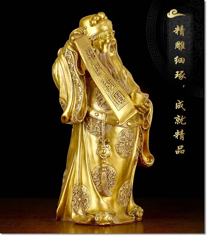 40CM LARGE # office home protective-efficacious Talisman House Protection Cai Shen Ye God of wealth Money Drawing  bronze statue