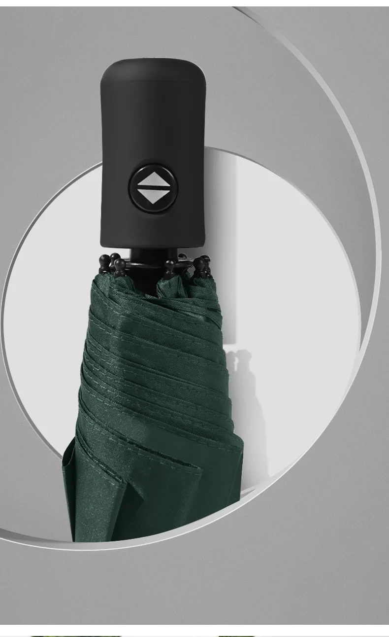 Automatischer, hochwertiger Regenschirm mit 8 Rippen – One-Touch-Öffnen/Schließen, kompaktes, faltbares Design für Männer und Frauen, Marineblau und Schwarz, Business & – Detail 13