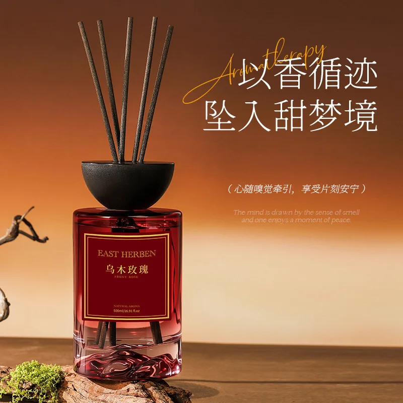 500ML Large Capacity Ebony Agarwood Fireless Rattan Aromatherapy, Long-Lasting Fragrance for Hotel, Living Room & Home
