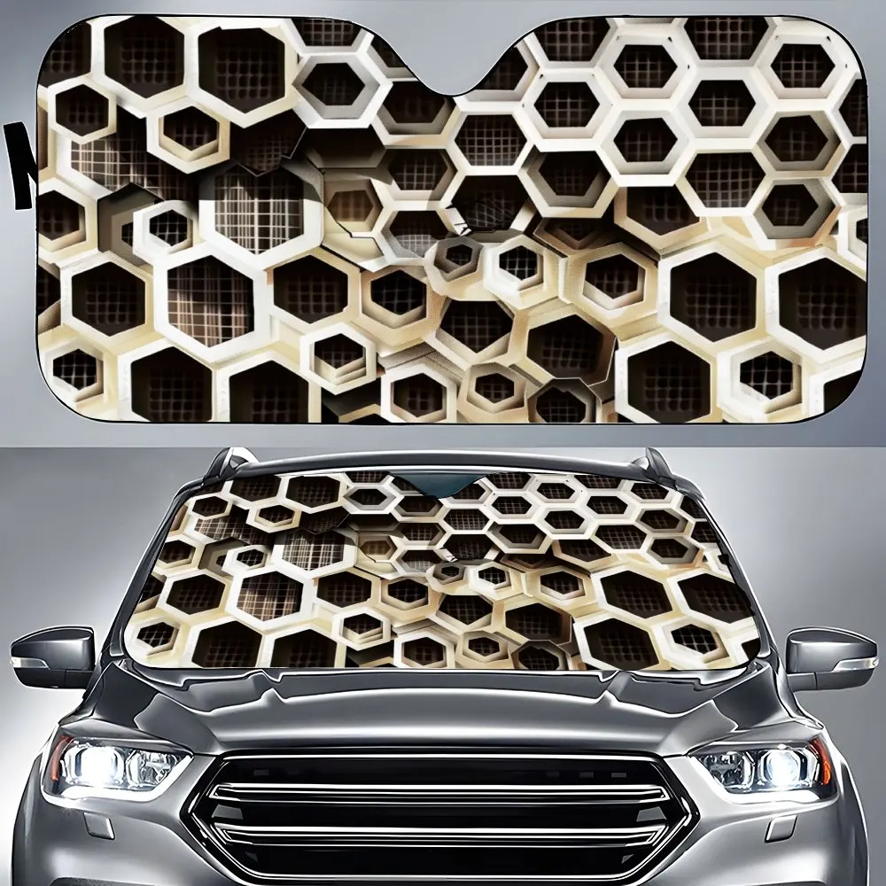 

Irregular Geometric Hexagon Car Windshield Sunshade,Auto Accessories Front Windshield Sun Visor Blocks Uv Ray Protect Decoration