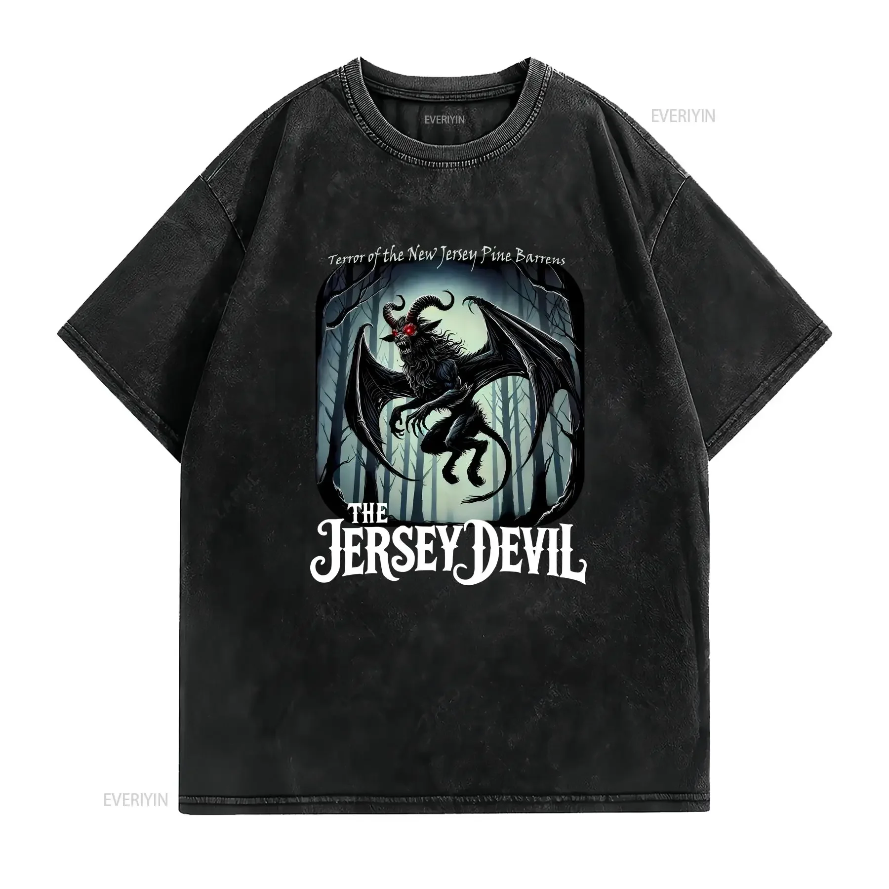 The Jersey Devil T Shirt Pine Barrens Cryptid Mysterious New Legend vintage Washed homme graphic Breathable fashion Unisex Soft