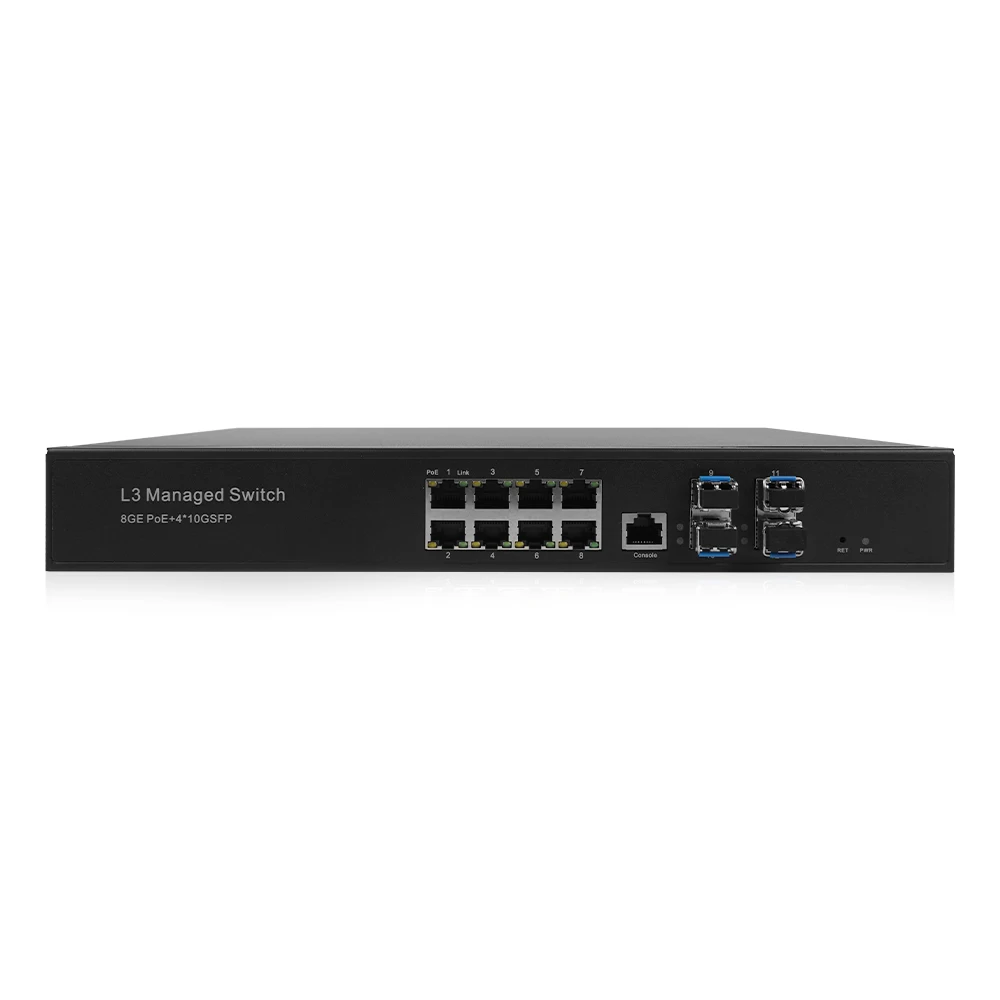 

【Brand new】Space Saving 10G PoE Switch 4 SFP+ Slots 10GBase LR ER Support 140km Reach Slim 45mm Height Office Ready 128Gbps Swit