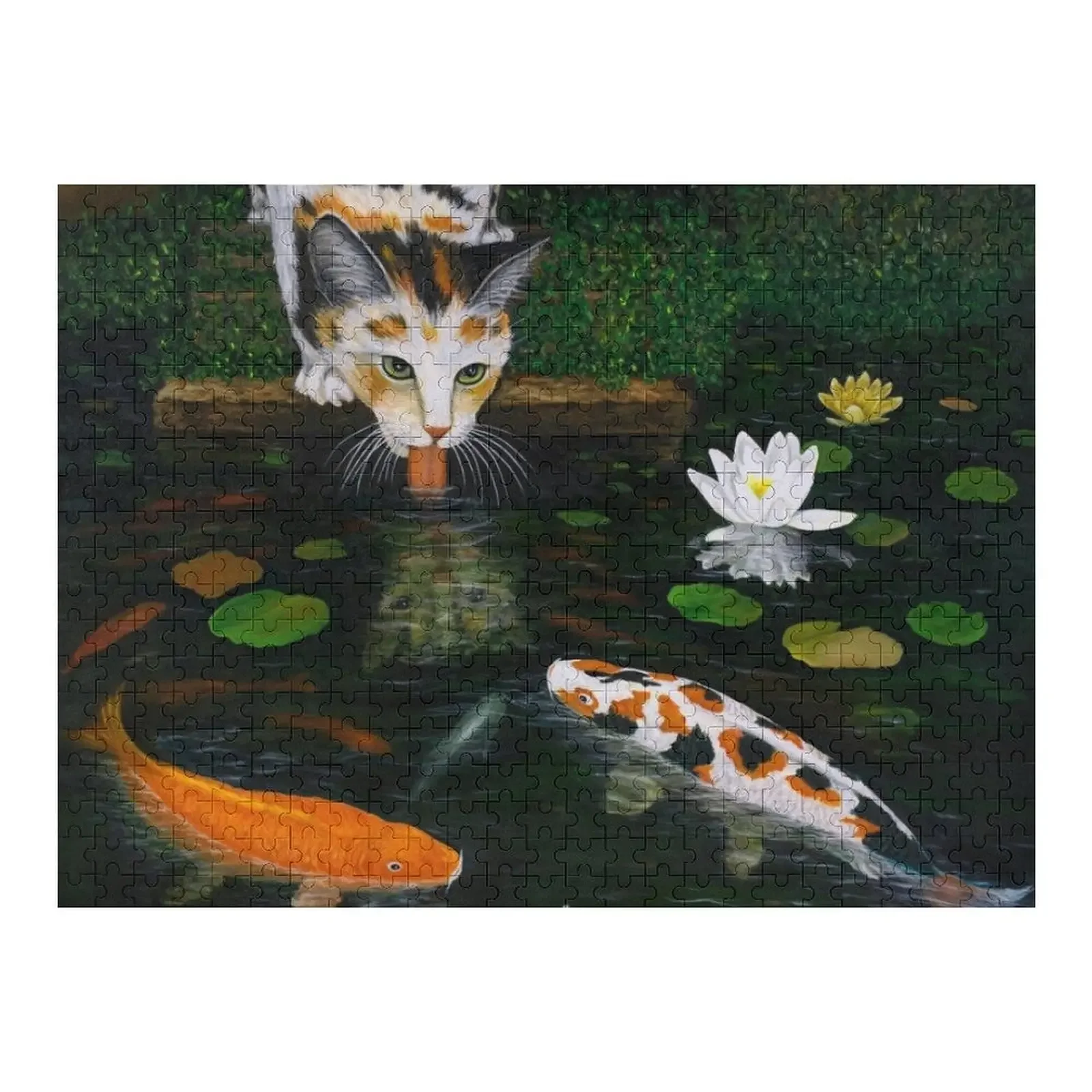 

Calico Cat and Koi Fish Jigsaw Puzzle Custom Wood Customized Gifts For Kids Customs With Photo Puzzle
