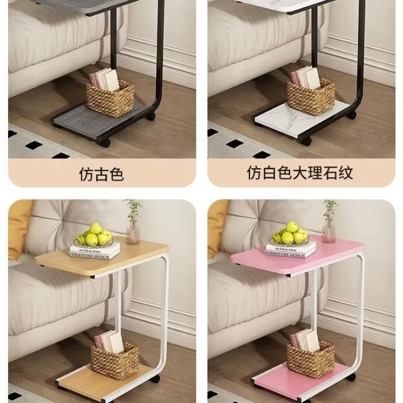 Side table, small coffee table, movable living room, sofa, side corners, pulleys, mini tea table, End Tables, bedside table