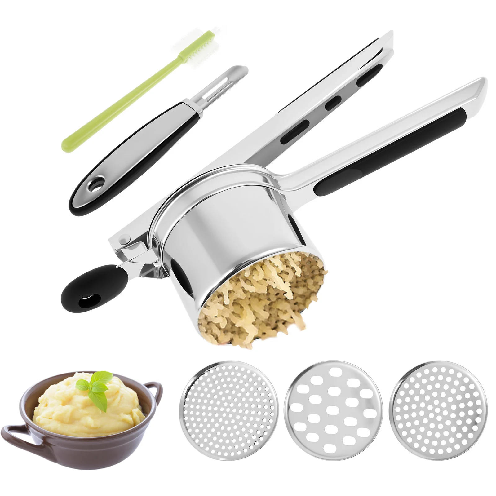 

Potato Ricer Stainless Steel Potato Masher and Ricer for Mashed Potatoes Manual Potato Press Kitchen Gadget for Mashed Potatoes