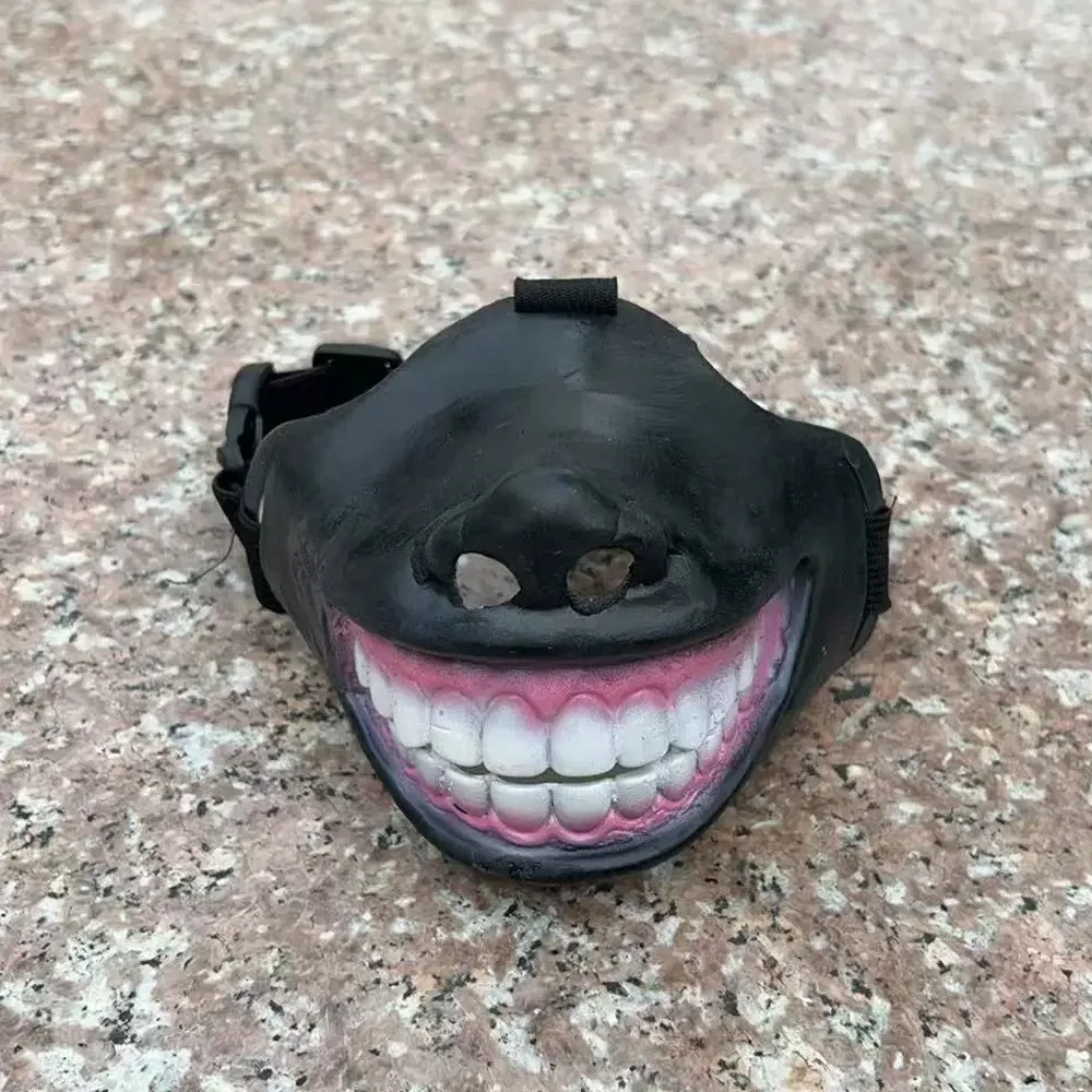 Adjustable Funny Grinning Dog Muzzle Anti-Scavenge Realistic Teeth Dog Photo Mouth Cover Comfort Novelty Grinning Dog Mask