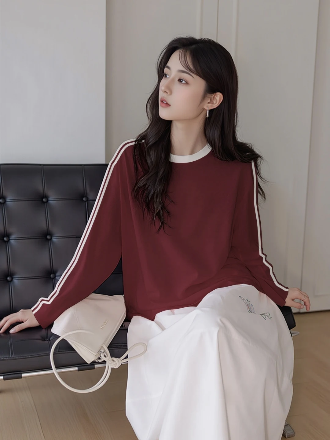 Lightweight Loose Fit Long Sleeve T-Shirt Women's Summer Lazy Style Breathable UV Protection Stripe Design Air Conditioning S...