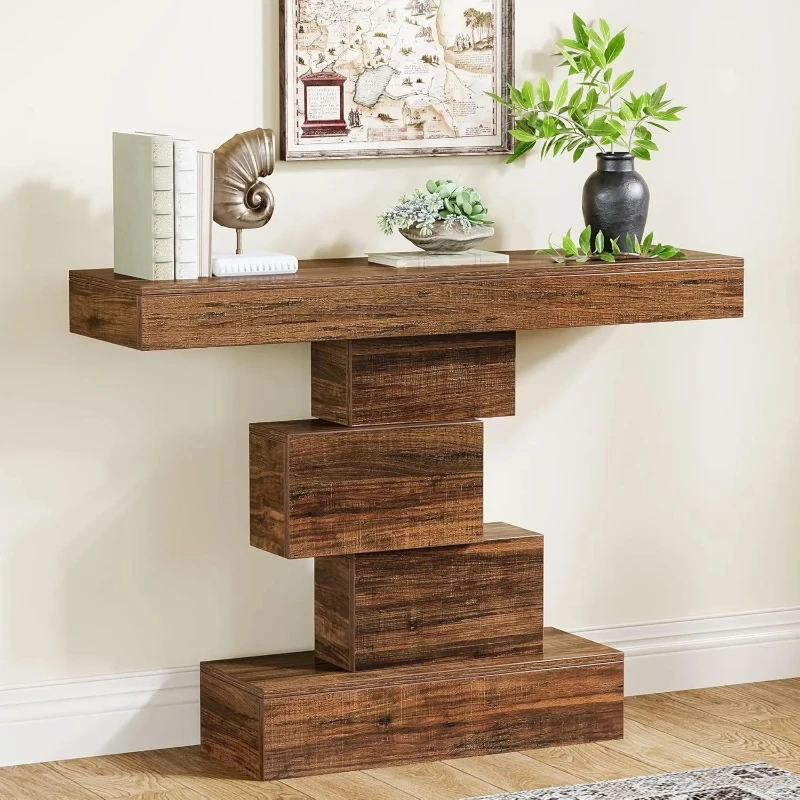 Farmhouse Console Table, Narrow Wood Sofa Table Behind Couch,Industrial Entryway Accent Table for Living Room