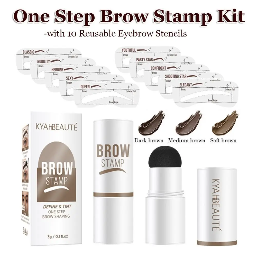 Long-Lasting Eyebrow Stamp Stencil Kit Smudge-proof Waterproof Brow Stamp Shaping Kit with Eyebrow Stencils Pomade Make-up Tool