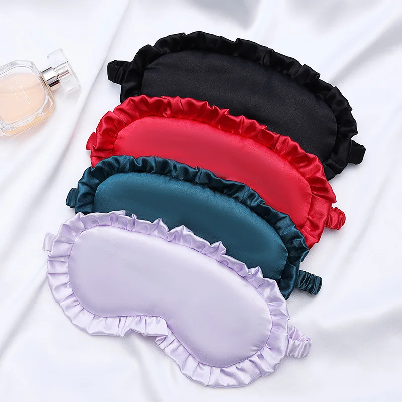 Lotus leaf Sleep Mask Silk Eye Dream Night Mask Cover Soft Relax Eyes Bandage Sleeping Blindfold For Women Men Relax Nap Bandage