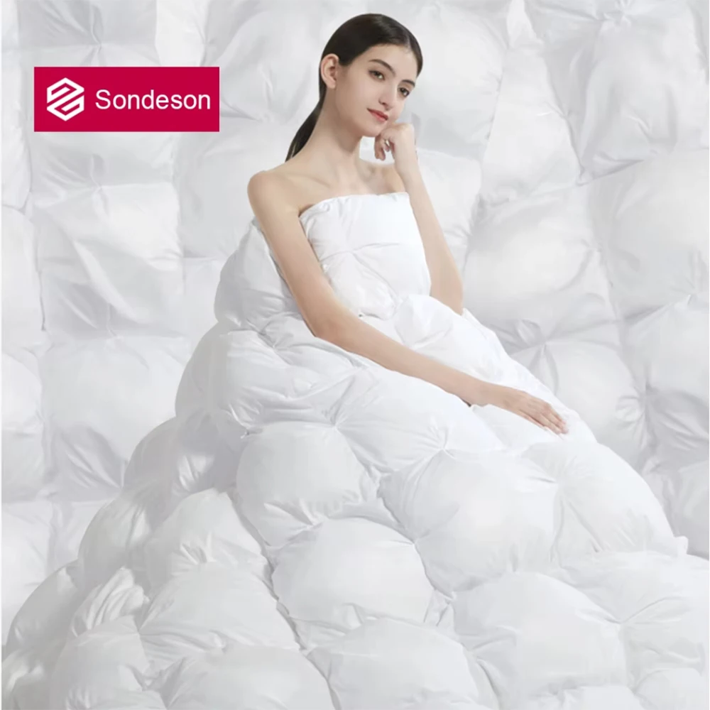 

Sondeson Luxury 100% Goose Down Comforter White Quilt Filler 3D Bread Fluffy Duvet Insert Ultra-Soft Twin Queen King Blankets