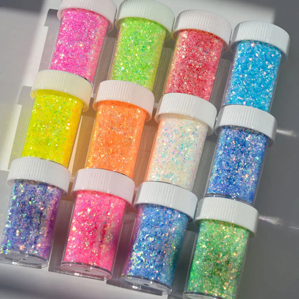 20ml/Bottle Shiny Sugar Powder Nail Glitter Pigment Iridescent Colorful Amazing Sand Resin Sequins Glitter Crafts Nail Art Decor