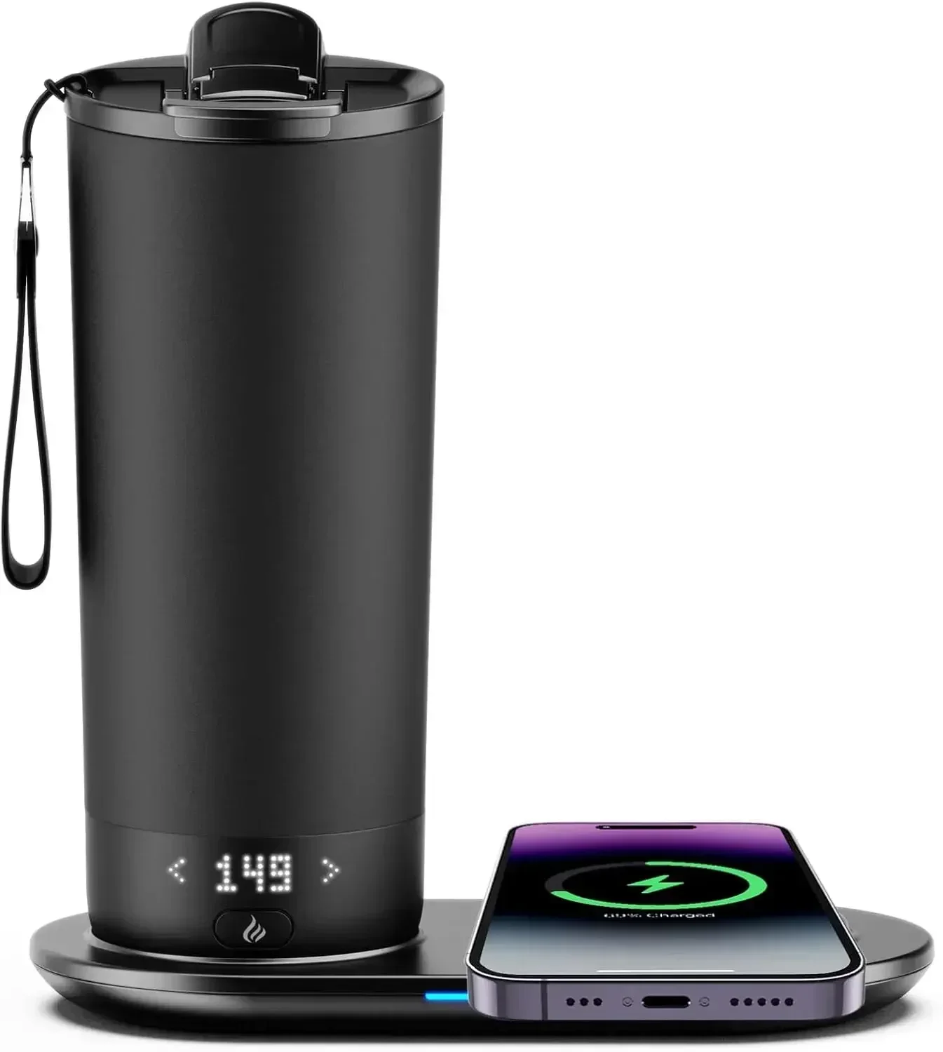 Heated travel intelligent constant temperature coffee cup 20 ounces, wireless charging base coffee service set with coffee cup