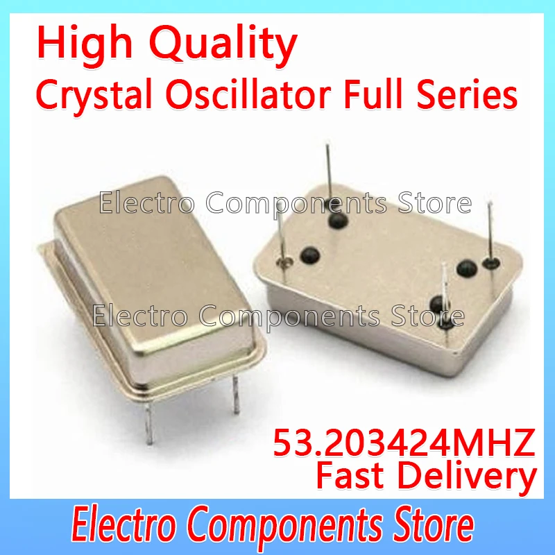 2PCS 53.203424MHz Active Crystal Oscillator OSC 53.203424M DIP-4 Rectangular Clock Vibration Full Size 4Pin 3.3V 5V DIP14