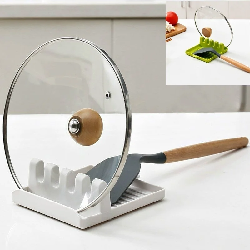 Pan Lid Holder Supports Spoons Pot Cover Rests Spatula Stand For Kitchen Convenience Utensils Tools Accessories Cooker Organizer