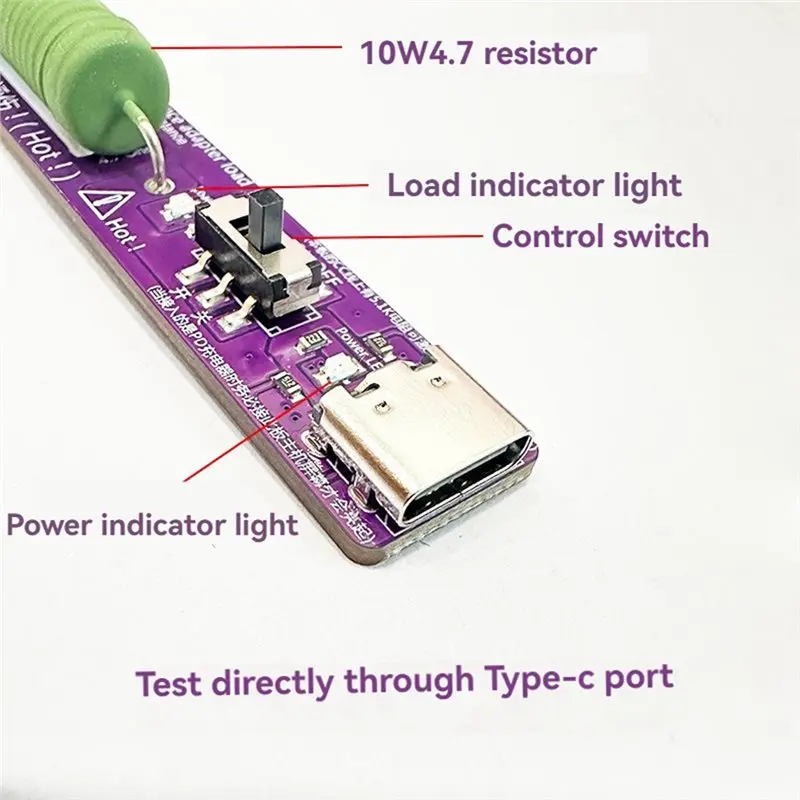 Type-C Resistor Load Tester PD Power Adapter Aging Test Discharge Resistance Tester Cable Resistance Tester