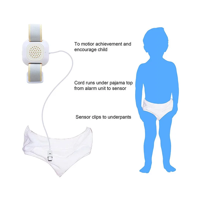 

BA01 Sound Vibration Light Pee Alarm Potty Training Enuresis Sensors Wetting Mo*nitor Wholesale Bedwetting Alarm for Kids