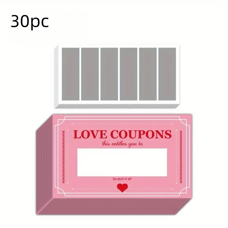 30 tarjetas rosa para rascar la suerte. Perfecto para juegos de fiesta, regalos y eventos sorpresa. Diversión para parejas de interacciones y helicópteros.