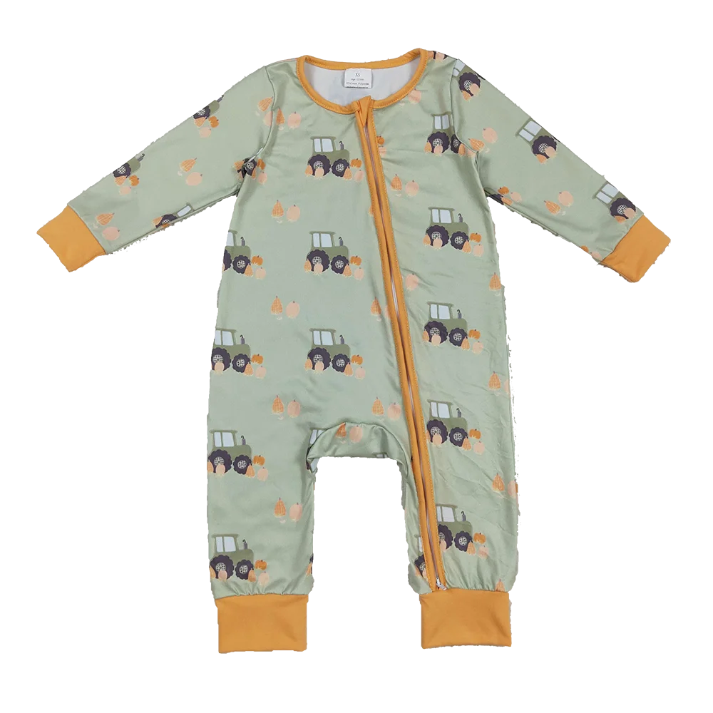 

Wholesale Baby Boy Toddler Thanksgiving Autumn Jumpsuit Children Tractors Pumpkins Romper Newborn Coverall Fall Zipper Bodysuit