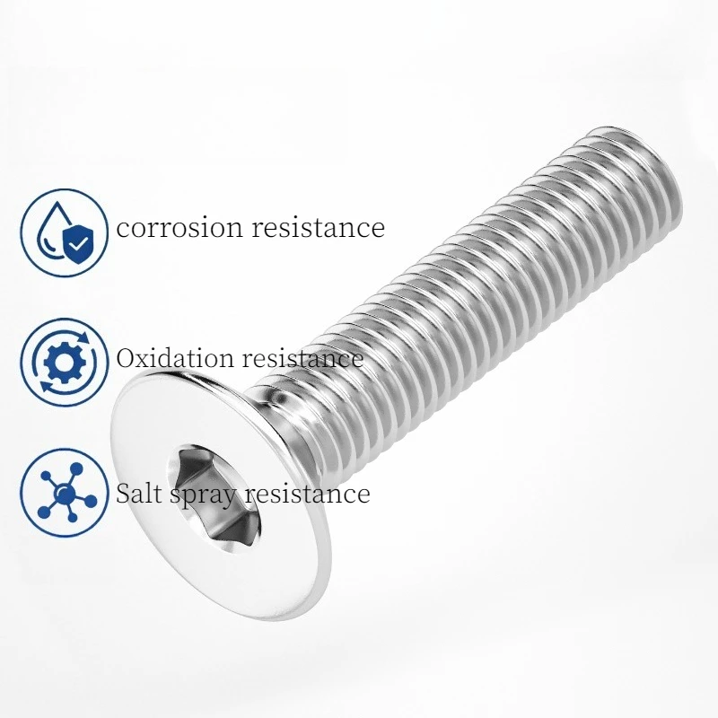 500h Passivation Salt Spray Hex Socket Screw M8~M10  304 Stianless Steel Countersunk Flat Bolts