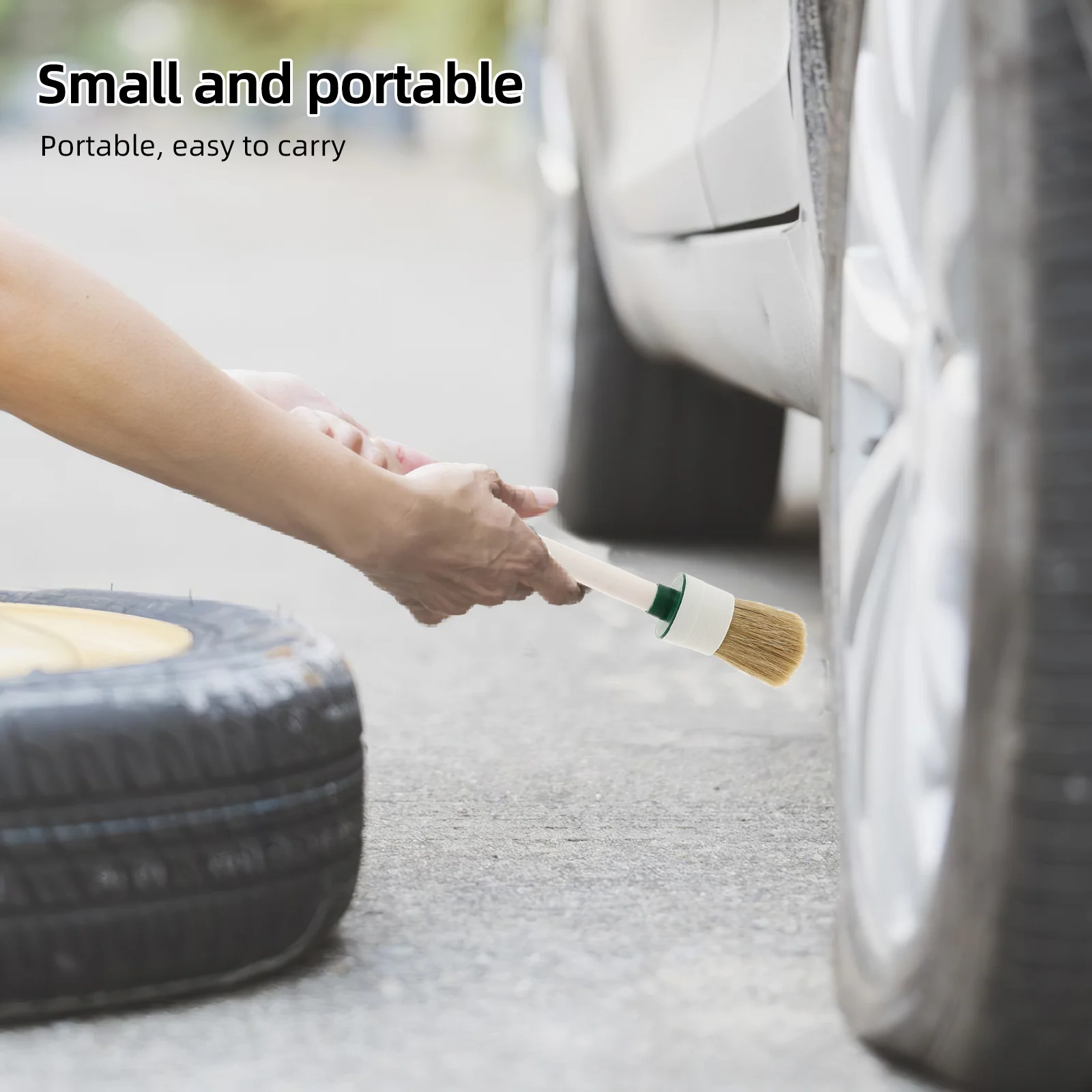 

Angled Tire Brush Stiff Bristles for Tire Bead Lubricant Application Easy Mounting Repair Tool Universal Fit for Car Truck Rims