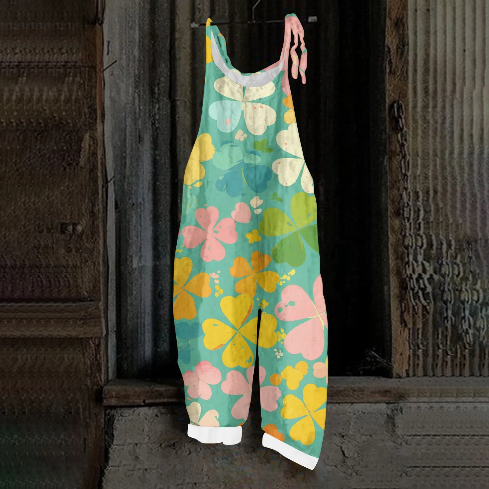 Nuevo mono de moda para mujer del Día de San Patricio, monos estampados, pantalones holgados informales de una pieza para mujer, monos Retro de primavera para mujer