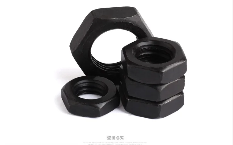 2~10pcs M8 M10 M12 M14 M16 M18 M20 Fine Thread Black Flat Hex Hexagon Thin Nut Jam Nut Grade 8 Carbon Steel Locknut For Bolts