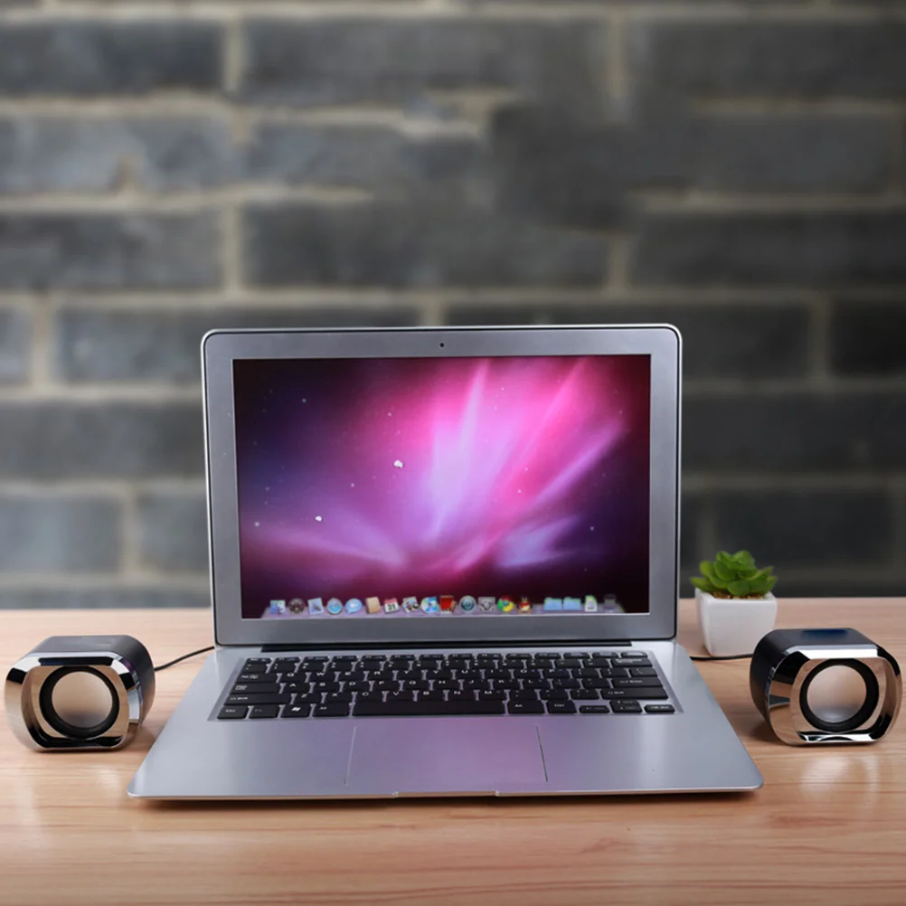 

2Pcs Mini USB 2.0 Wired Portable Multimedia Computer Speaker Black Stereo Sound Anti-Interference High Volume for Laptop Desktop