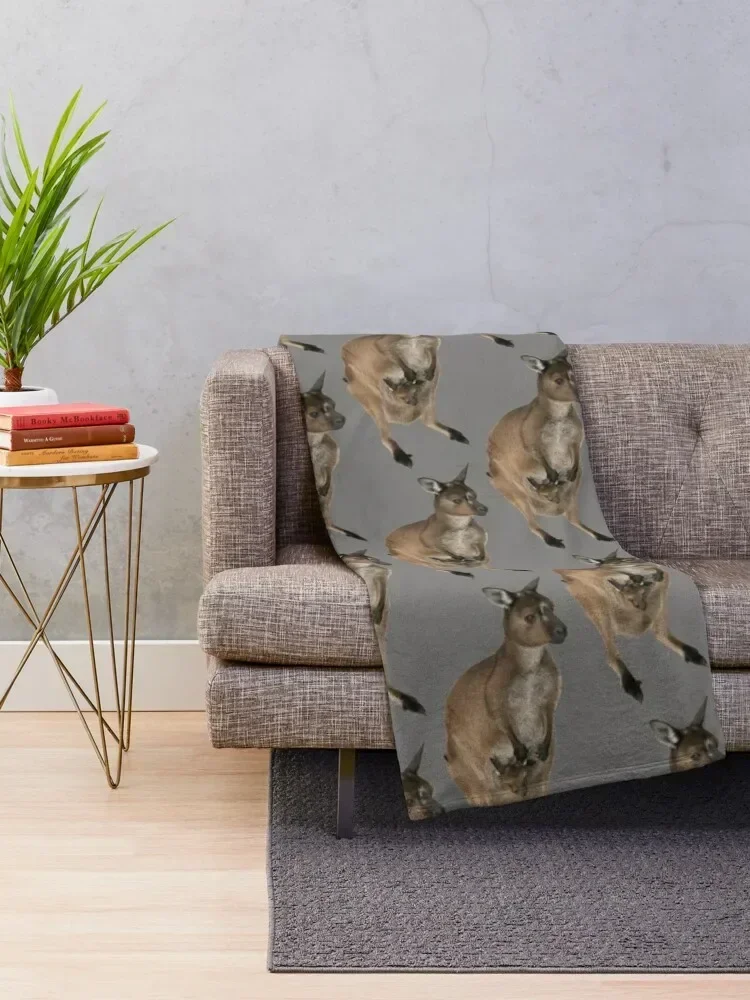 Kangaroo and Joey Throw Blanket Flannel Fabric anime Blankets For Sofas Quilt Blankets